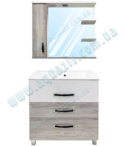 Мебелі для ванної: Мини-Комплект мебели для ванной "Флорес STANDART Аспен black" 80