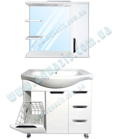 Мебелі для ванної: Мини-Комплект мебели для ванной "Гренада Т-17К Z-2П" Корзина 85